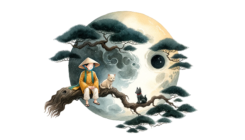 Die Legende von Chú Cuội Chú Cuội sitzt auf dem Baum des Lebens auf dem Mond