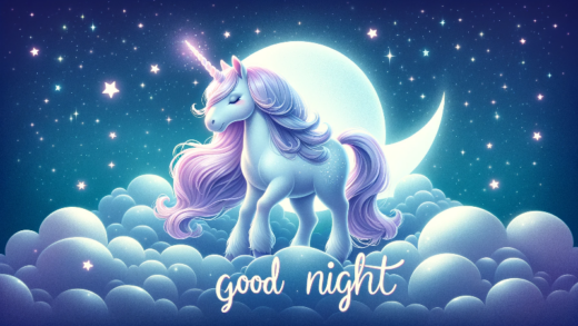 Luna das Gute Nacht Einhorn in einer Sternennacht